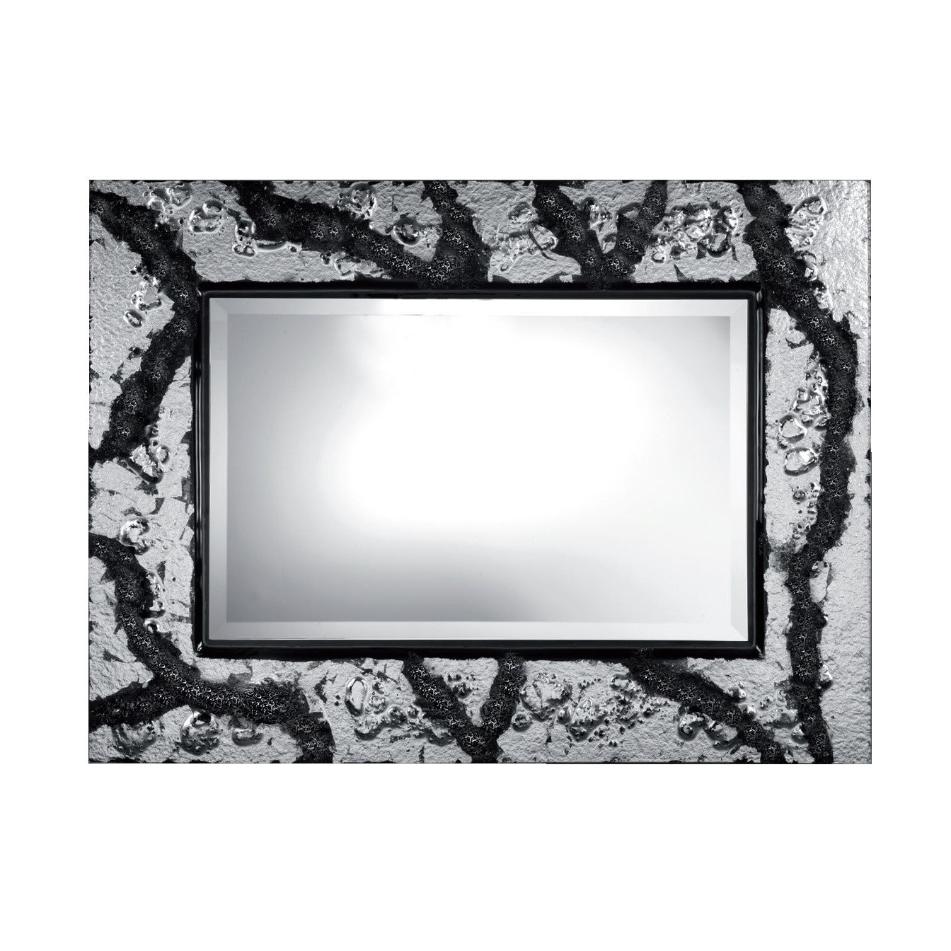 Specchiera da parete rettangolare in vetro Fusione decoro CANAL NERO cm. 80x60