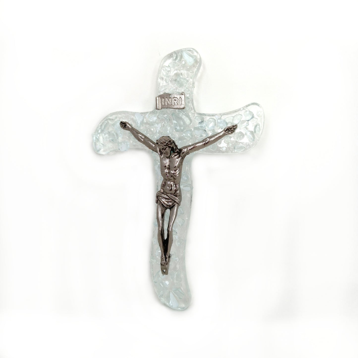 Crocifisso in Vetro di Murano Decorato Croce Religiosa da Parete, Classic Rialto