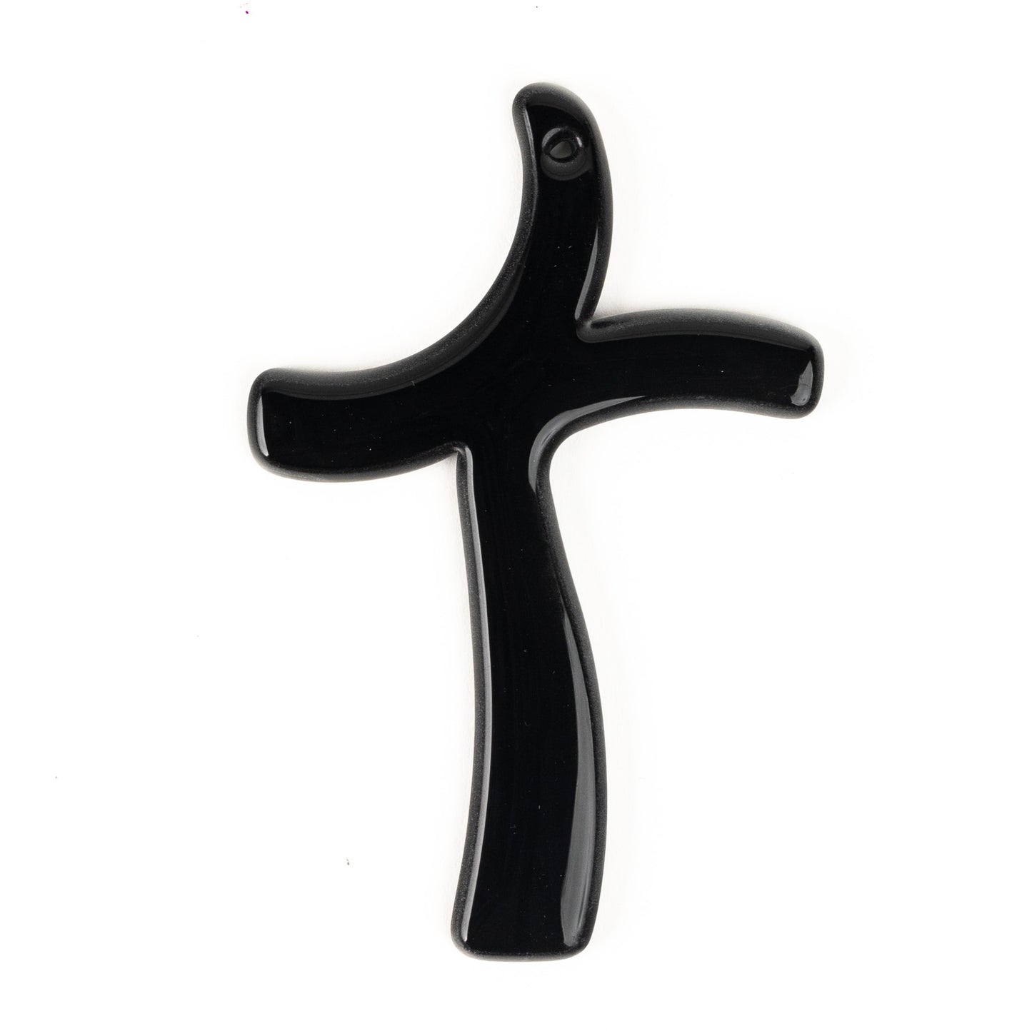 Crocifisso in Vetro di Murano Decorato Croce Religiosa da Parete, decoro Design Nero