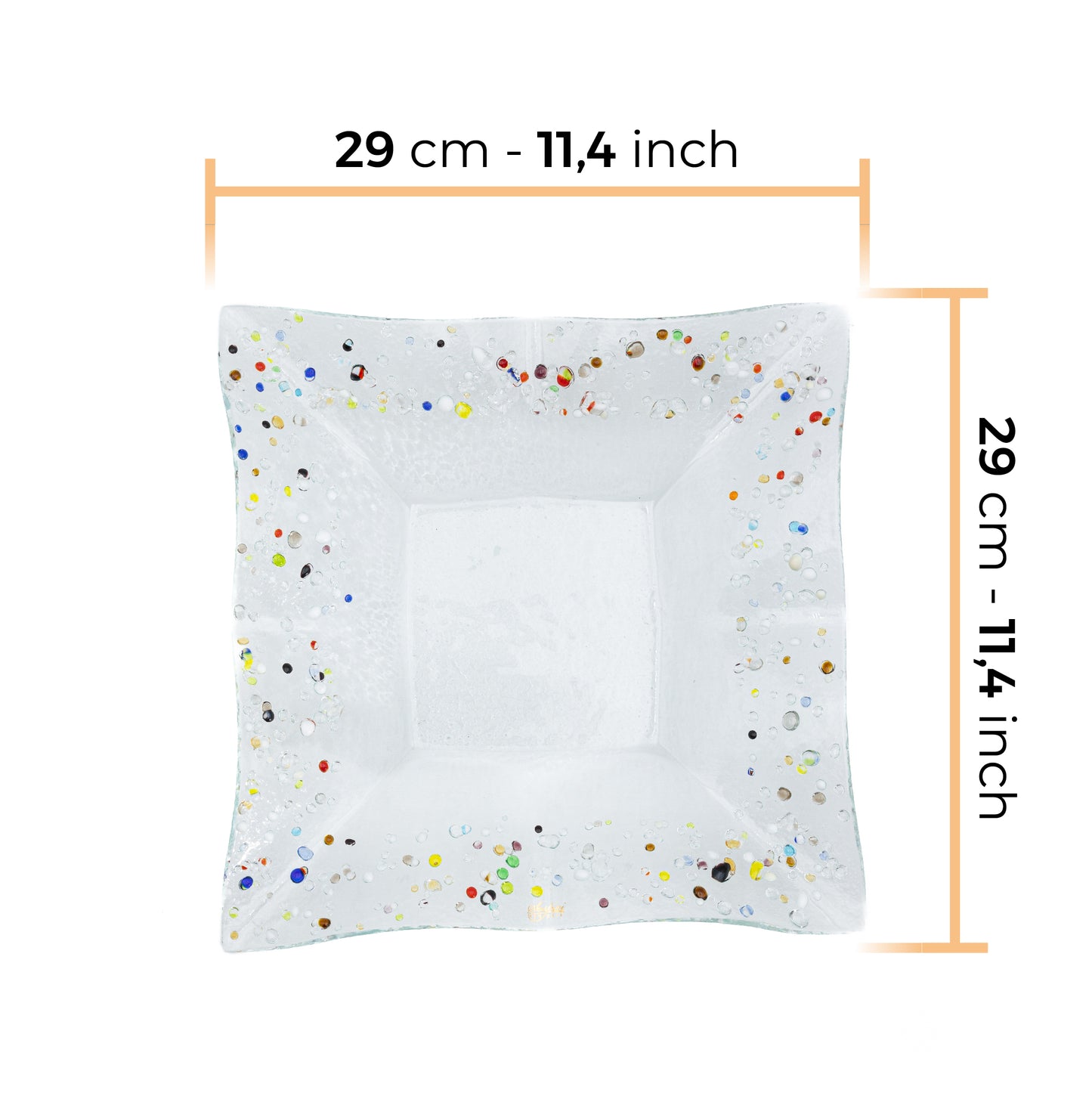 ciotola-svuotatasche-quadrata-cm-29-vetro-murano-murrine-decoro-gocce-veneziane-idea-regalo-cerimonia-bomboniera-sospiri-venezia-dim