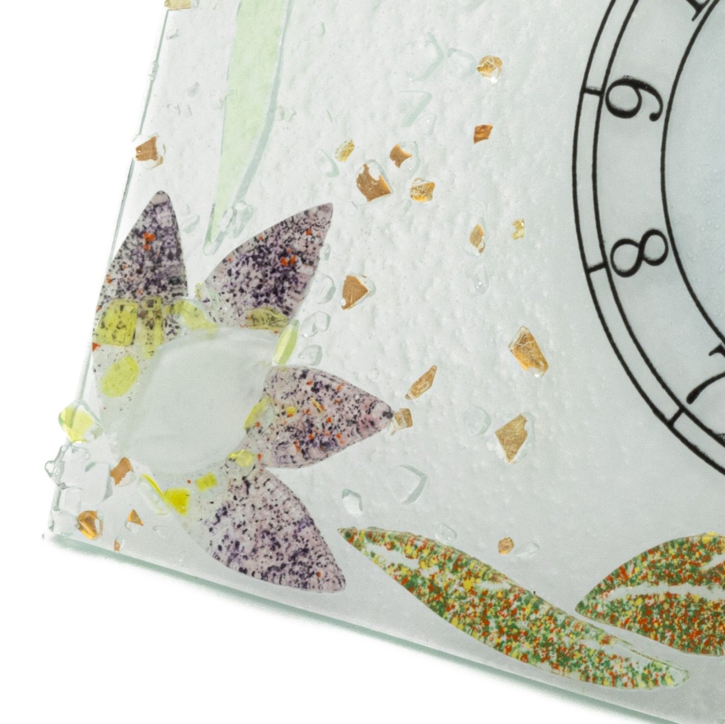 Orologio da tavolo rettangolare in Vetro di Murano, idea regalo bomboniera, decoro oro FLOREALE cm.18x15