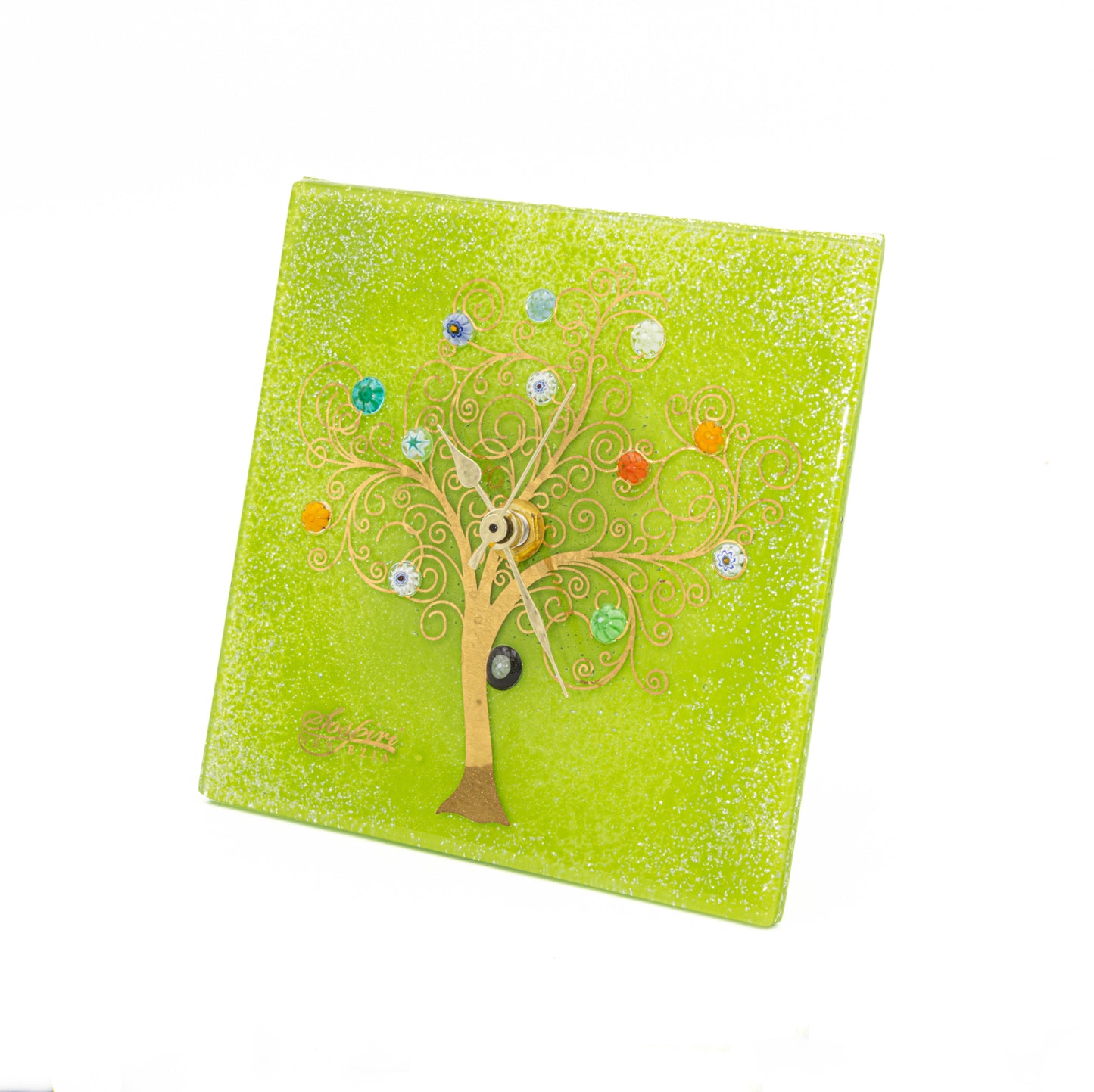 orologio-vetro-verde-murano-murrine-oro-idea-regalo-cerimonia