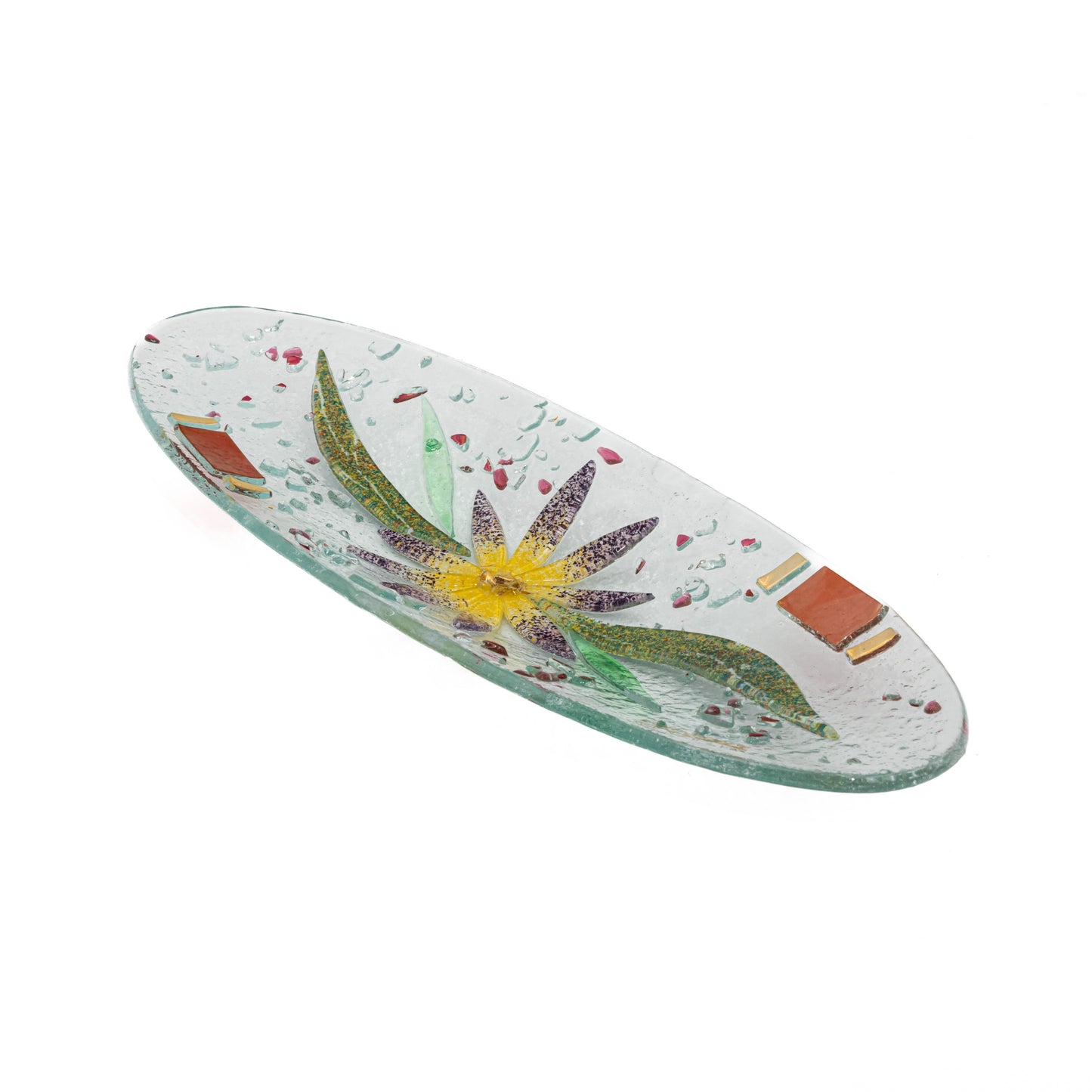 Piatto svuotatasche in Vetro di Murano, idea regalo bomboniera, decoro oro FLOREALE