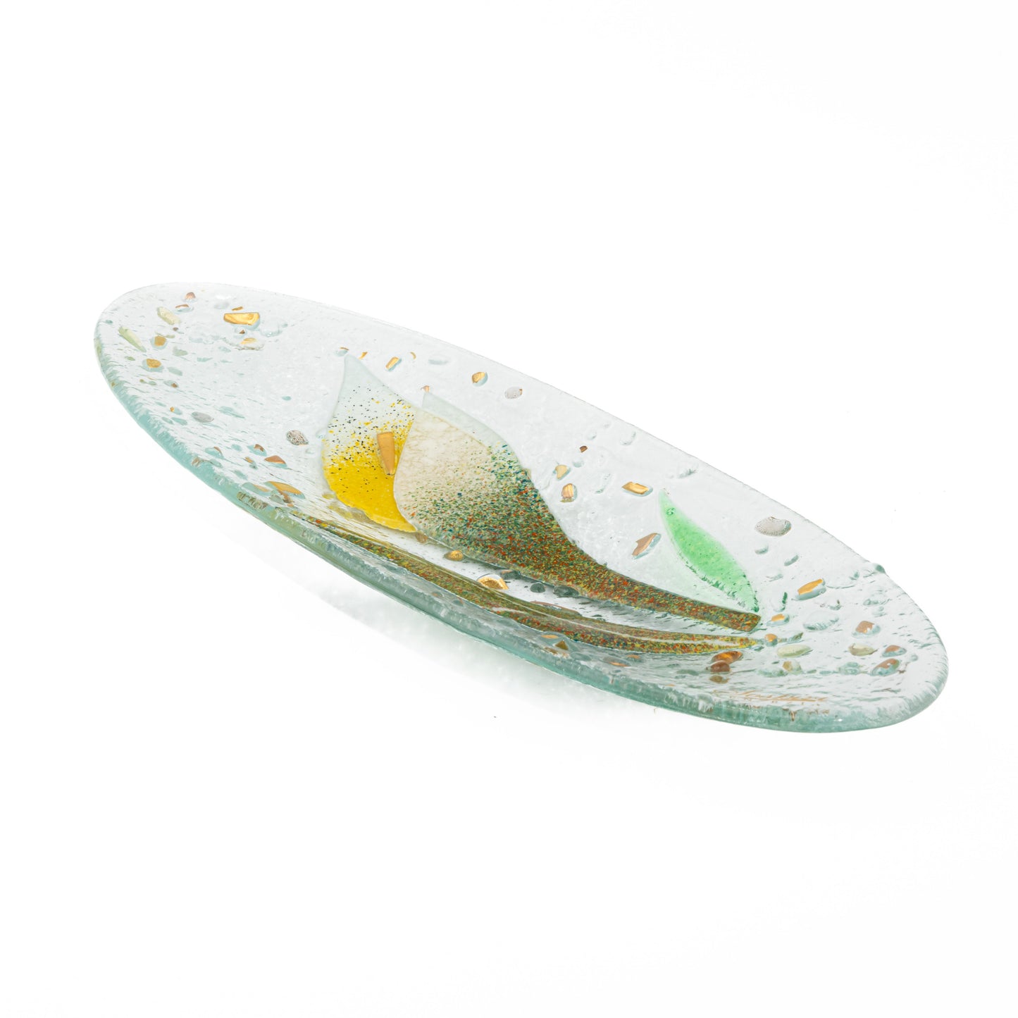 Piatto svuotatasche in Vetro di Murano, idea regalo bomboniera, decoro oro FLOREALE