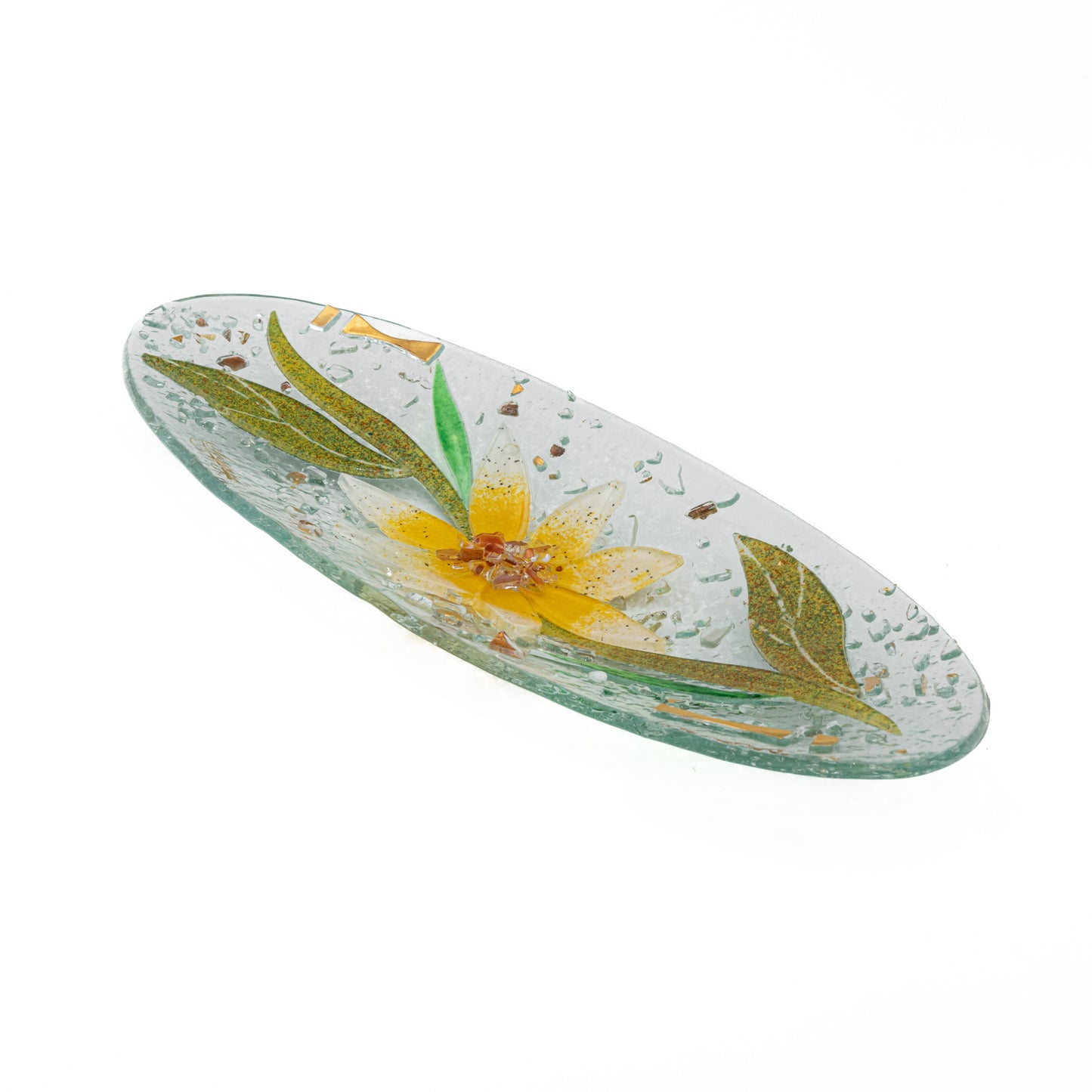 Piatto svuotatasche in Vetro di Murano, idea regalo bomboniera, decoro oro FLOREALE