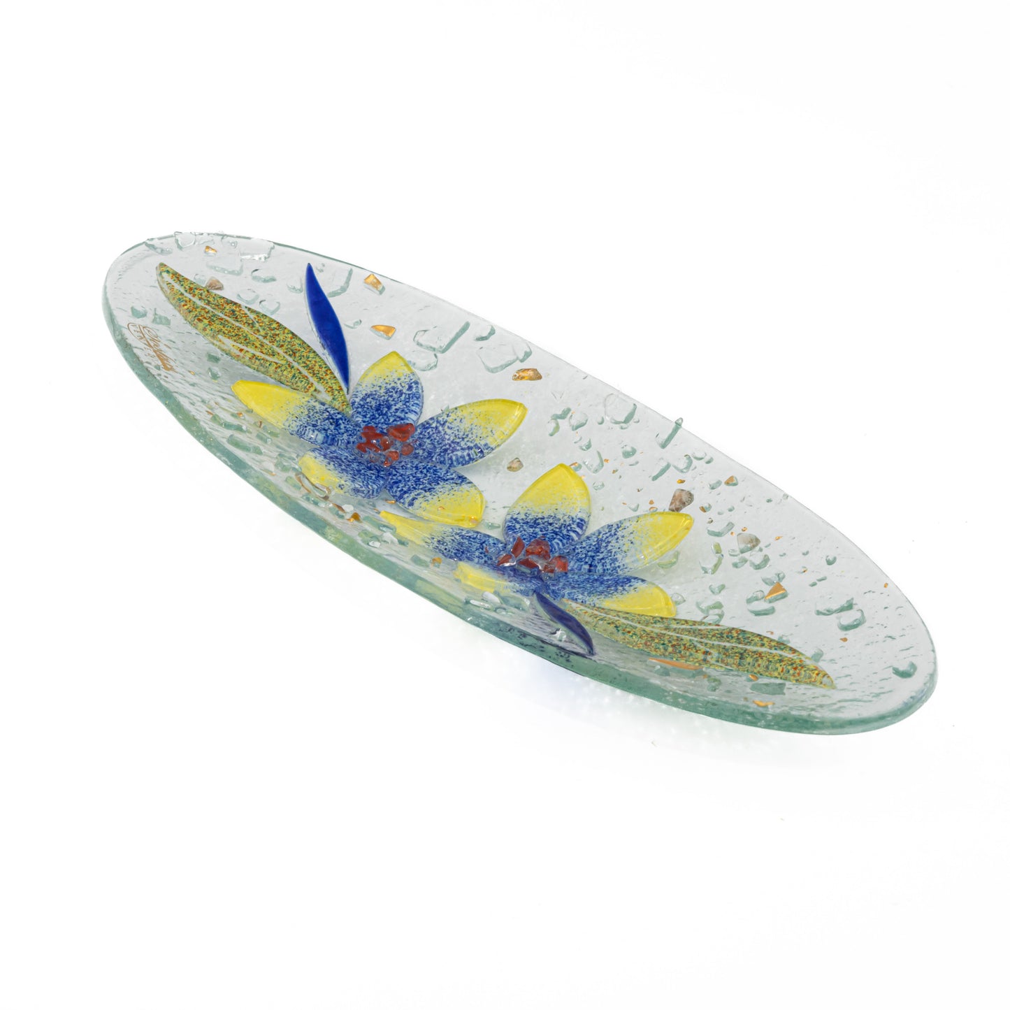 Piatto svuotatasche in Vetro di Murano, idea regalo bomboniera, decoro oro FLOREALE