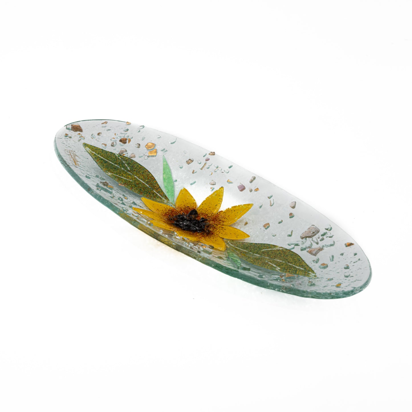 Piatto svuotatasche in Vetro di Murano, idea regalo bomboniera, decoro oro FLOREALE