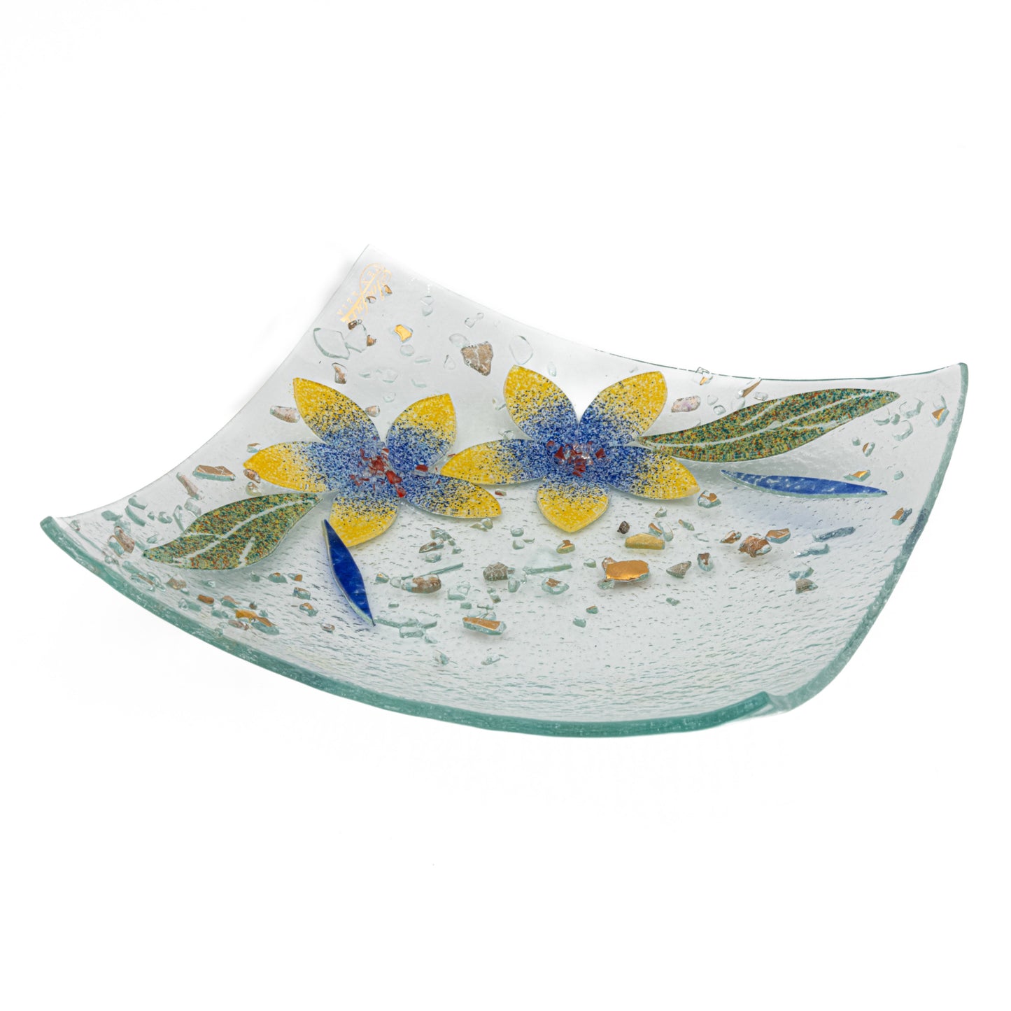 Piatto svuotatasche in Vetro di Murano, idea regalo bomboniera, decoro oro FLOREALE