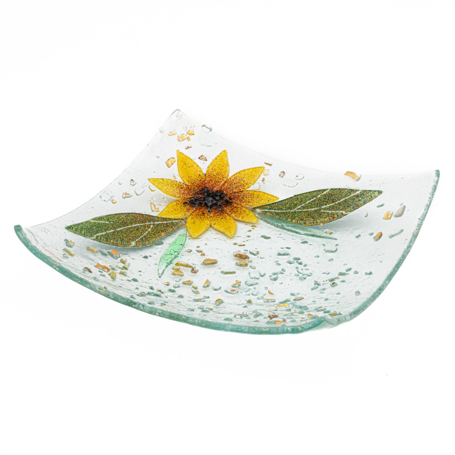 Piatto svuotatasche in Vetro di Murano, idea regalo bomboniera, decoro oro FLOREALE