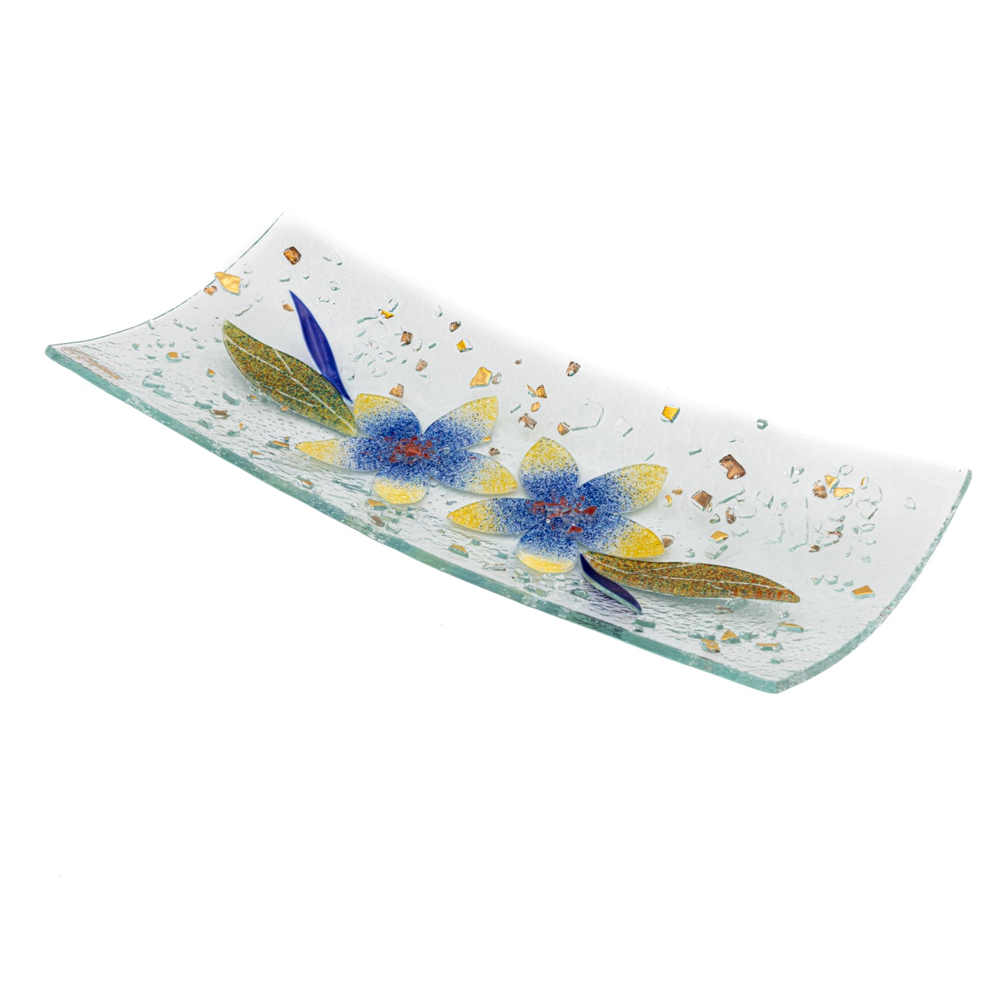 Piatto svuotatasche in Vetro di Murano, idea regalo bomboniera, decoro oro FLOREALE