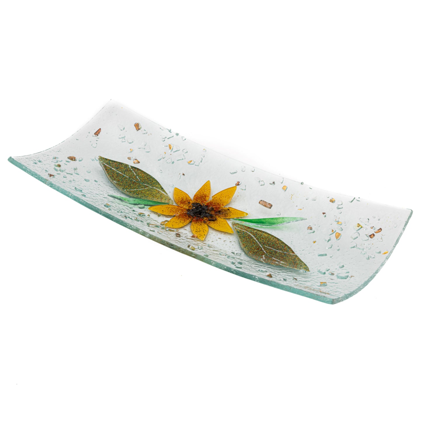 Piatto svuotatasche in Vetro di Murano, idea regalo bomboniera, decoro oro FLOREALE