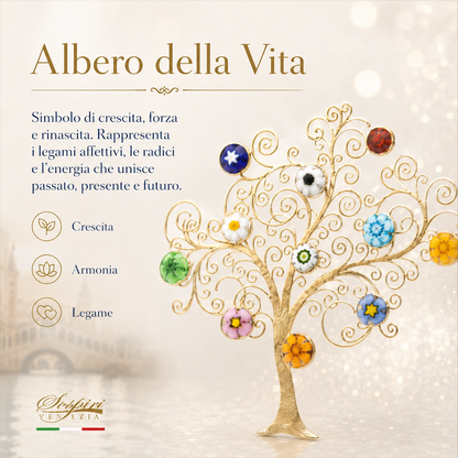Portafoto Cuore da tavolo in vetro di Murano, idea regalo bomboniera, decoro oro ALBERO DELLA VITA