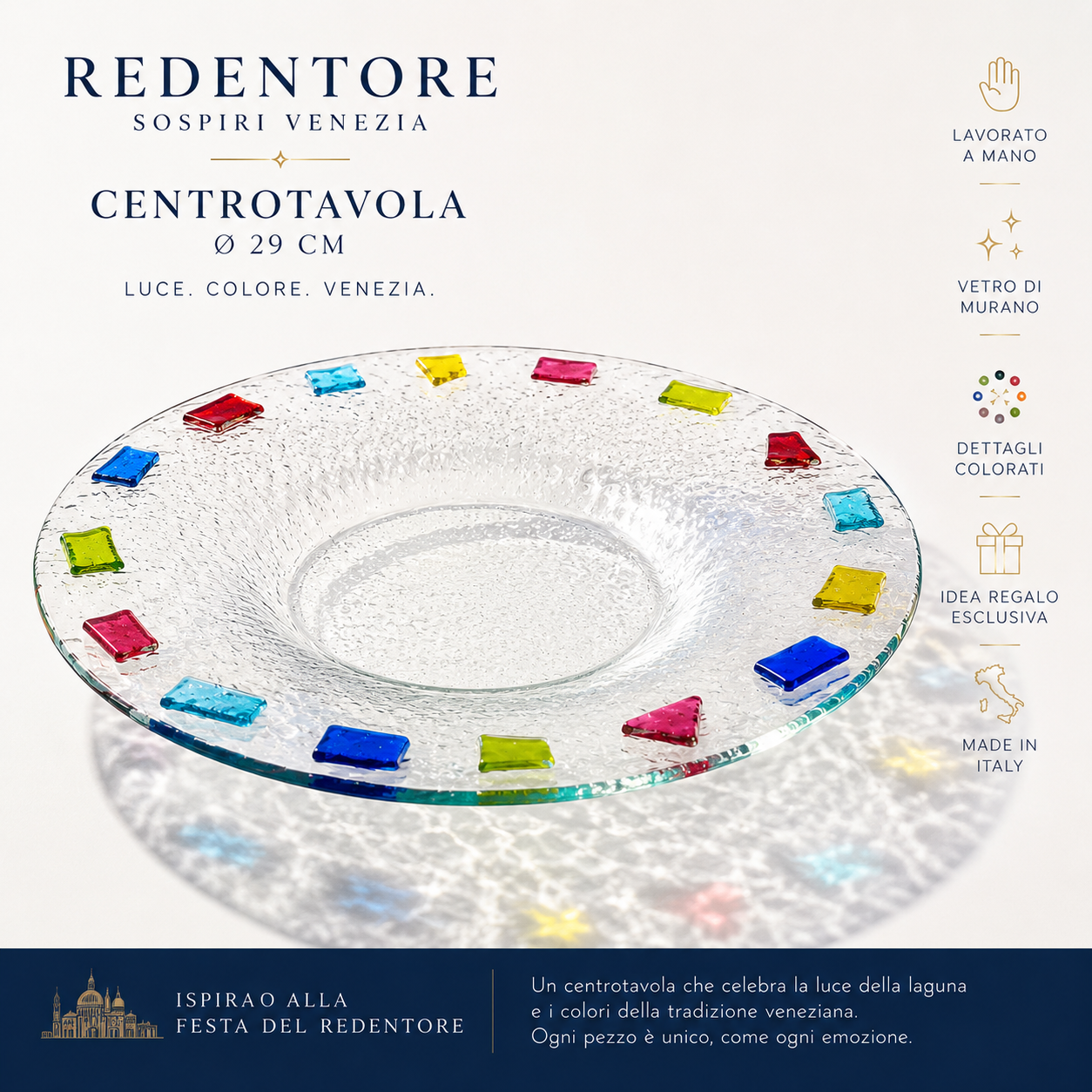 Piatto Rotondo Decorativo - Centrotavola Elegante Veneziano, Idea Regalo Design 28x28x5 cm