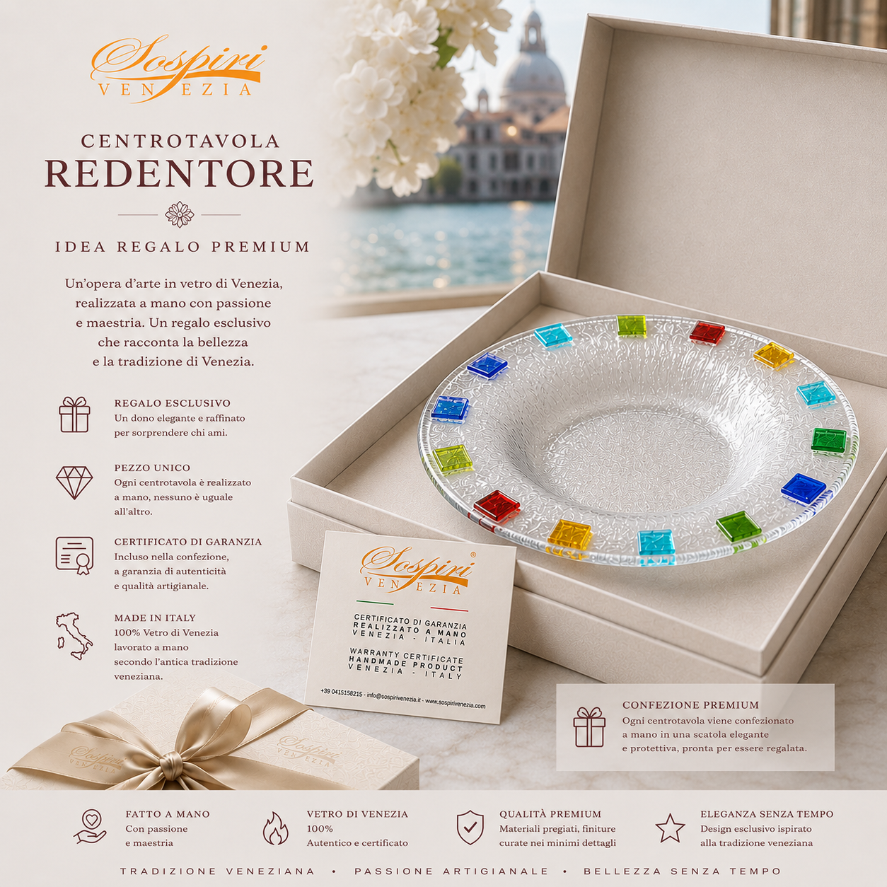 Piatto Rotondo Decorativo - Centrotavola Elegante Veneziano, Idea Regalo Design 28x28x5 cm