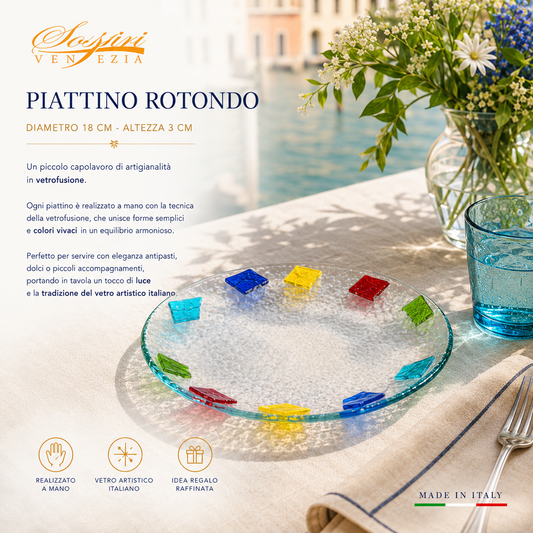 Piatto Rotondo Decorativo - Centrotavola Elegante Veneziano, 28x28x5 cm
