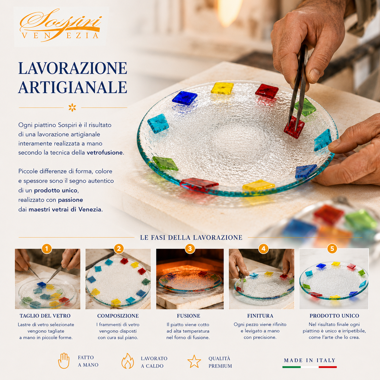 Piatto Rotondo Decorativo - Centrotavola Elegante Veneziano, 28x28x5 cm