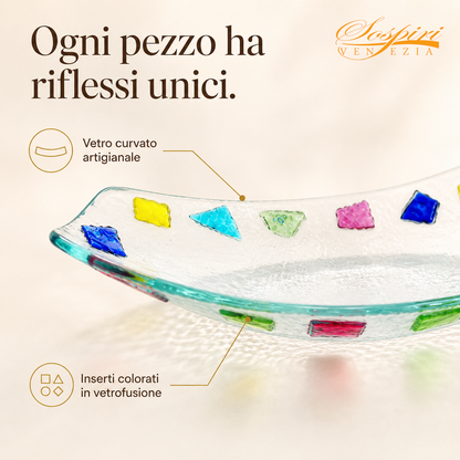Coppa Decorativa in Vetro - Vassoio Elegante Design Veneziano, Idea Regalo Raffinata 24x11x5 cm