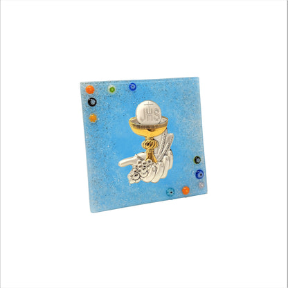 Bomboniera Prima Comunione Idea regalo vetro di Murano Icona argento Calice comunione