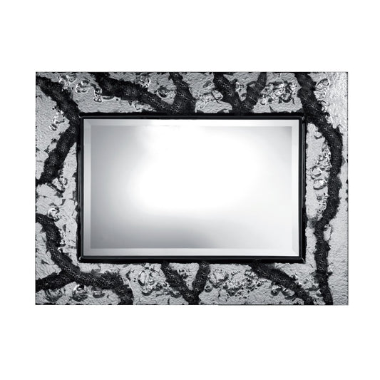 Specchiera da parete rettangolare in vetro Fusione decoro CANAL NERO cm. 80x60