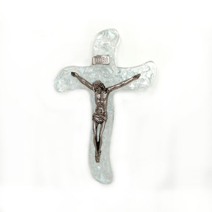 Crocifisso in Vetro di Murano Decorato Croce Religiosa da Parete, Classic Rialto