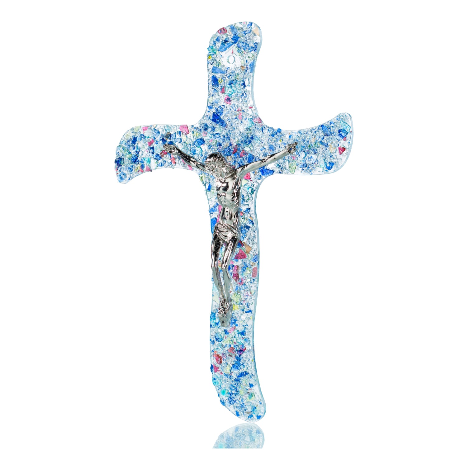 Crocifisso in Vetro di Murano Decorato Croce Religiosa da Parete, Classic Rialto