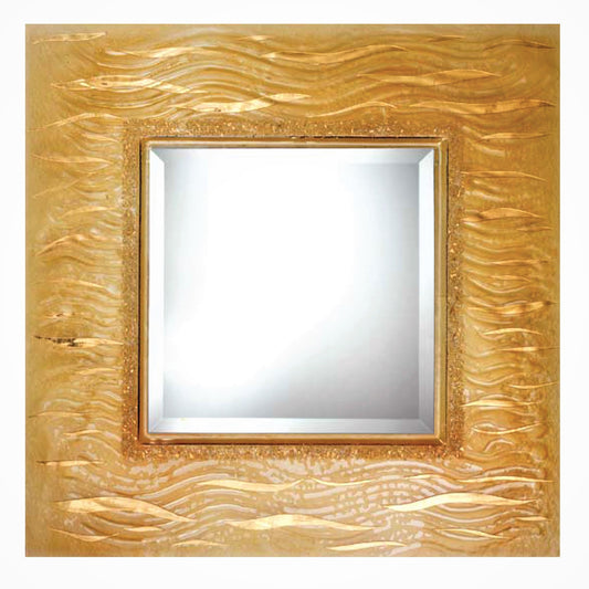 Specchiera da parete rettangolare in vetro Fusione decoro SAHARA AMBRA e ORO cm. 60x80