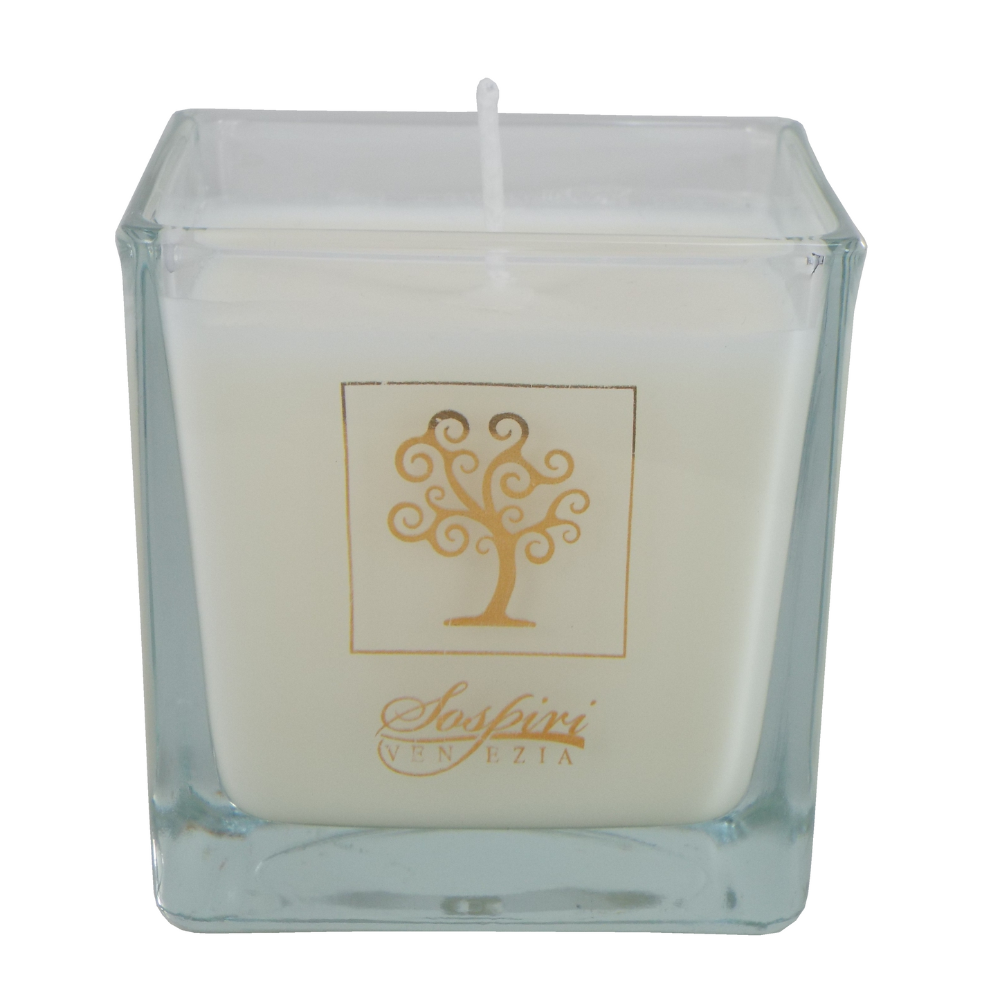 Candela Profumata in Vetro con Albero della Vita in Foglia Oro, Idea Regalo Elegante Bomboniera