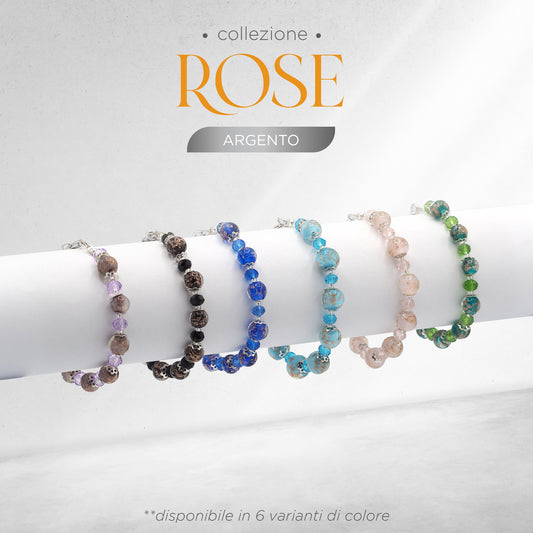 Bracciale ROSE in perle di vetro di Murano idea regalo fashion gioiello elegante