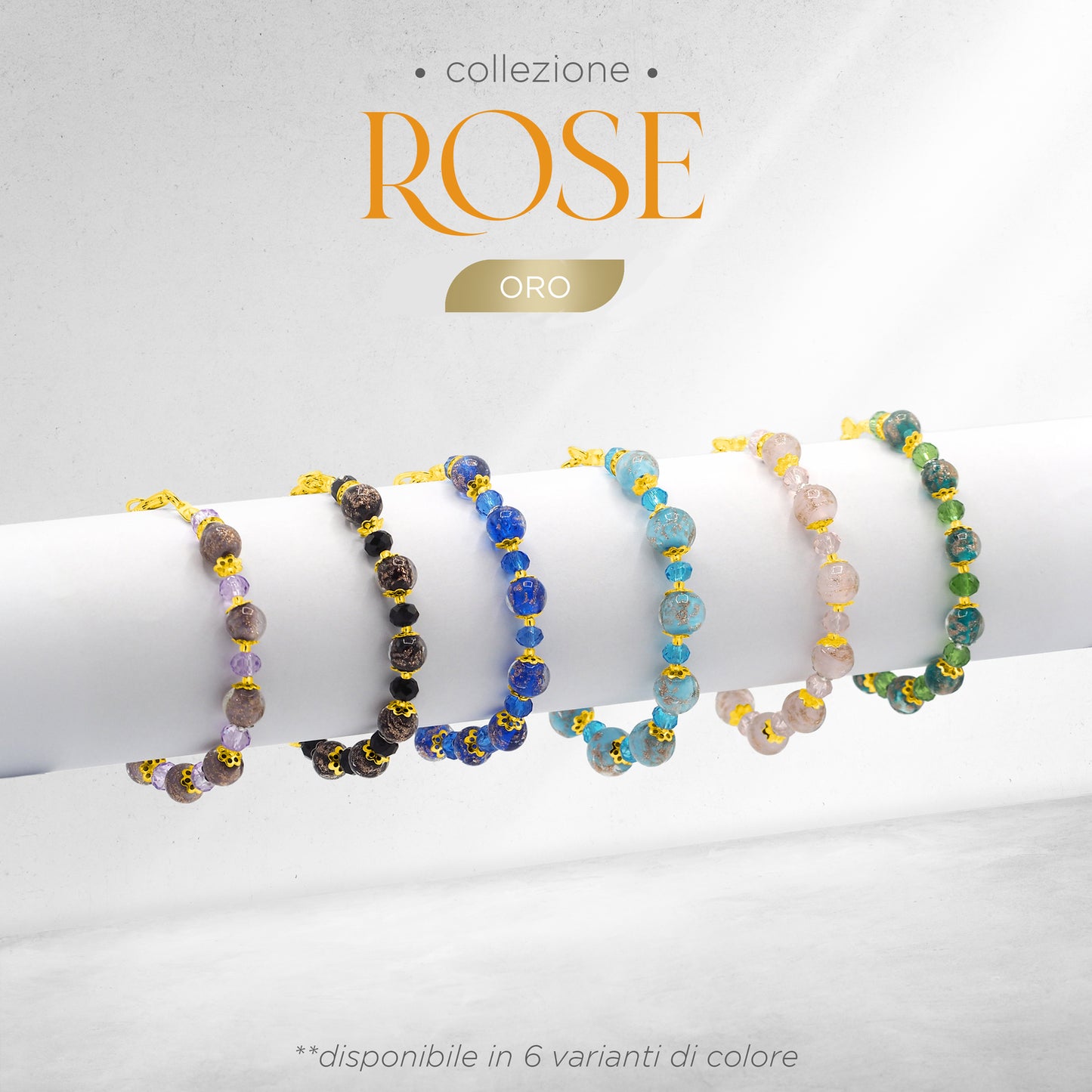 Bracciale ROSE in perle di vetro di Murano idea regalo fashion gioiello elegante