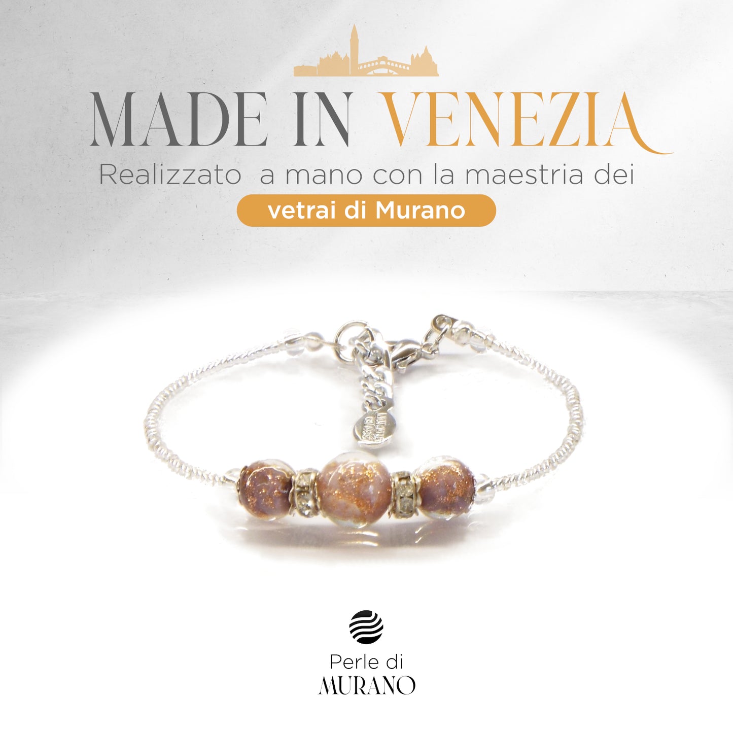 Bracciale LUCY in perle di vetro di Murano idea regalo fashion gioiello elegante