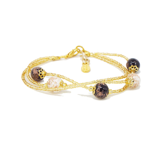 Bracciale MANIN 3 giri in perle di vetro di Murano idea regalo fashion gioiello elegante