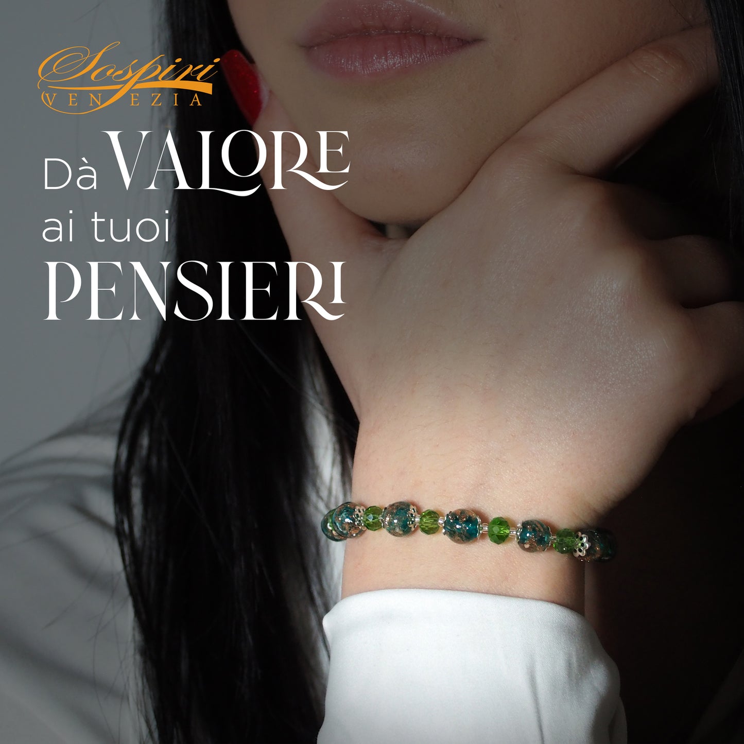 Bracciale ROSE in perle di vetro di Murano idea regalo fashion gioiello elegante