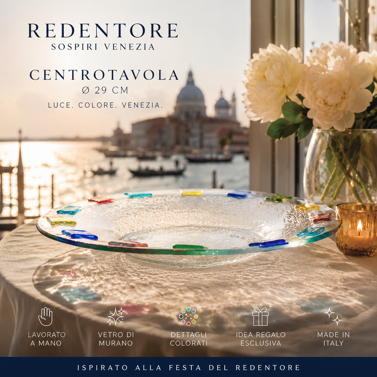 Piatto Rotondo Decorativo - Centrotavola Elegante Veneziano, Idea Regalo Design 28x28x5 cm