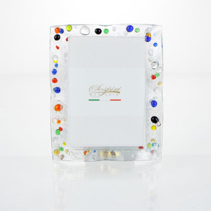 portafoto-rettangolare-piccolo-vetro-murano-murrine-decoro-gocce-veneziane-idea-regalo-cerimonia-bomboniera-sospiri-venezia