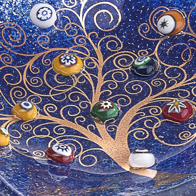 Orologio da parete quadrato in vetro di Murano, idea regalo bomboniera, decoro oro ALBERO DELLA VITA