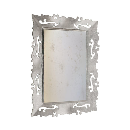 Specchiera da parete rettangolare in vetro Fusione decoro BUCINTORO Platino cm. 60x80